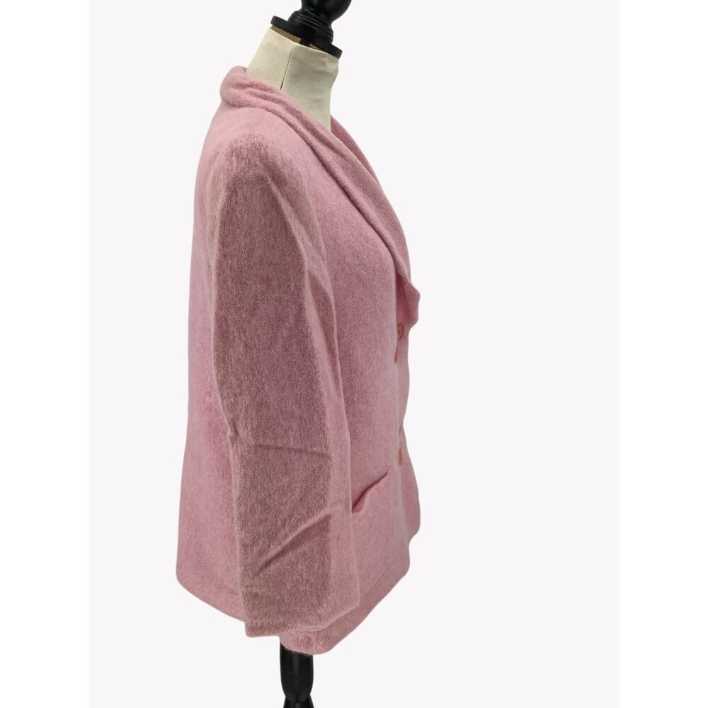 Vintage 60s Emily Wetherby Pink Mohair Double-Breasted Womens Blazer Size 10 - Picture 4 of 6
